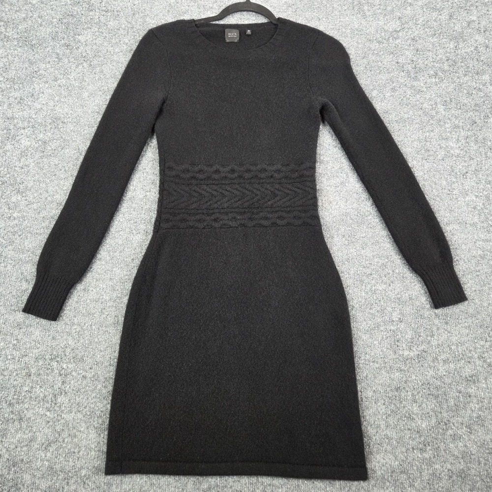 Saks Fifth Avenue Sweater Dress Womens Medium Black 100% Cashmere Long Sleeve